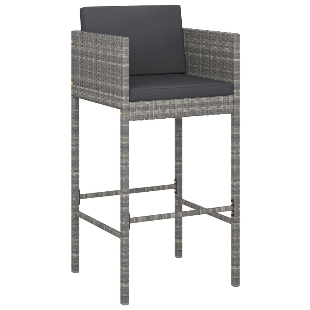 -Delige Tuinbarset Met Kussens Poly Rattan 5 Grijs