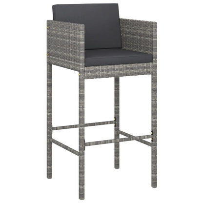 -Delige Tuinbarset Met Kussens Poly Rattan 5 Grijs