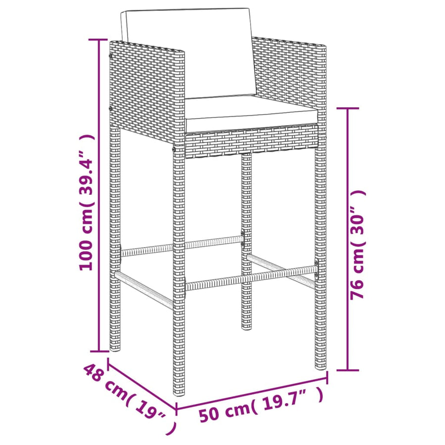 -Delige Tuinbarset Met Kussens Poly Rattan 5 Grijs