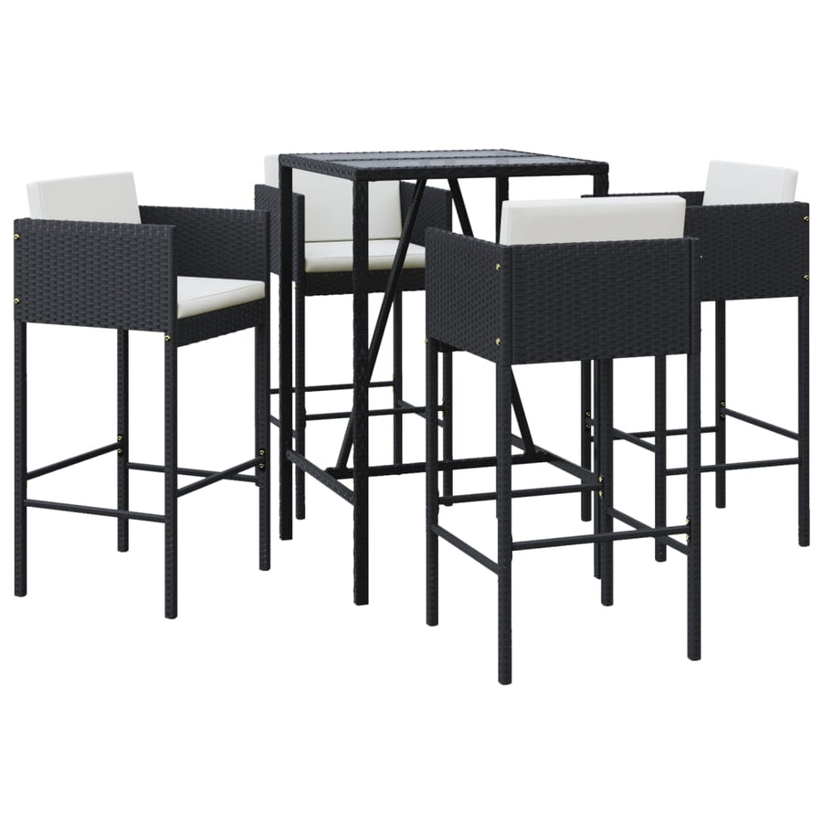 5-Delige Tuinbarset Met Kussens Poly Rattan Zwart 4