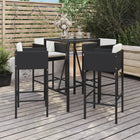 Tuinbarset 5-delig poly rattan zwart