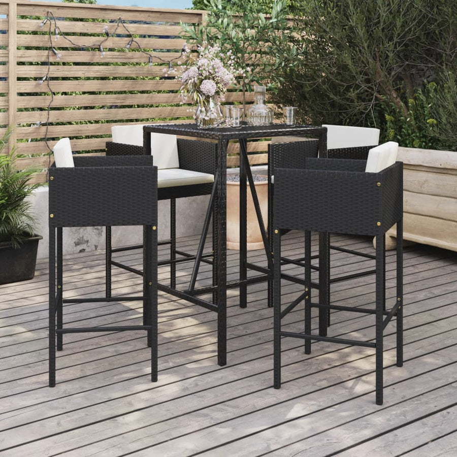 5-Delige Tuinbarset Met Kussens Poly Rattan Zwart 4