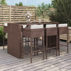 -Delige Tuinbarset Met Kussens Poly Rattan Bruin