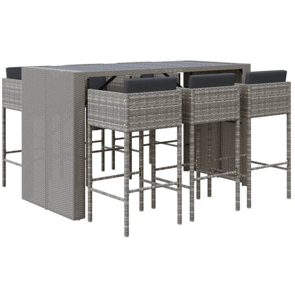 -Delige Tuinbarset Met Kussens Poly Rattan Grijs
