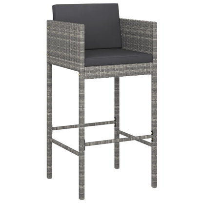 -Delige Tuinbarset Met Kussens Poly Rattan Grijs