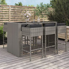 -Delige Tuinbarset Met Kussens Poly Rattan Grijs