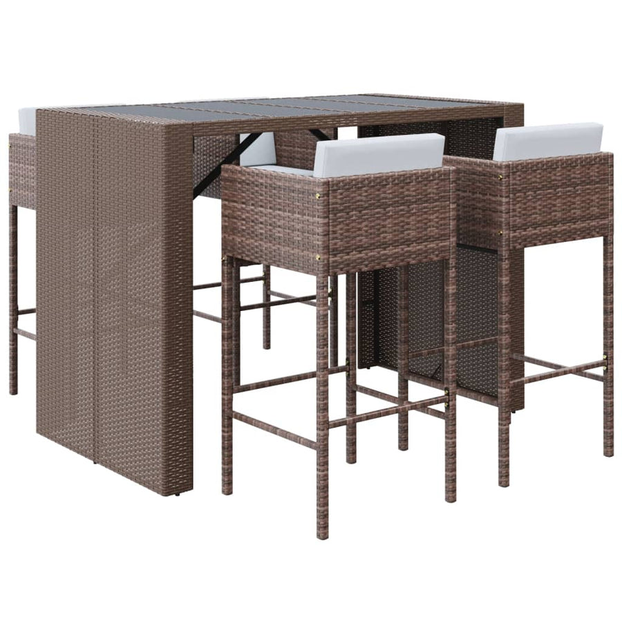 -Delige Tuinbarset Met Kussens Poly Rattan Bruin