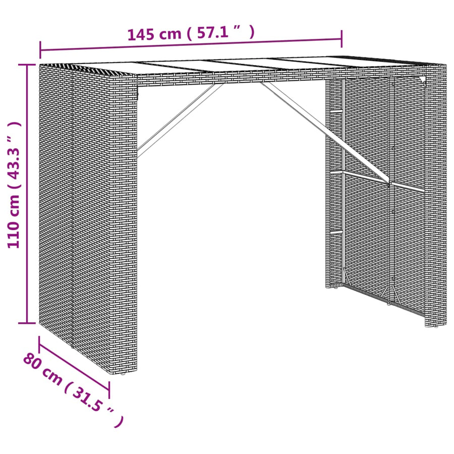 -Delige Tuinbarset Met Kussens Poly Rattan Bruin