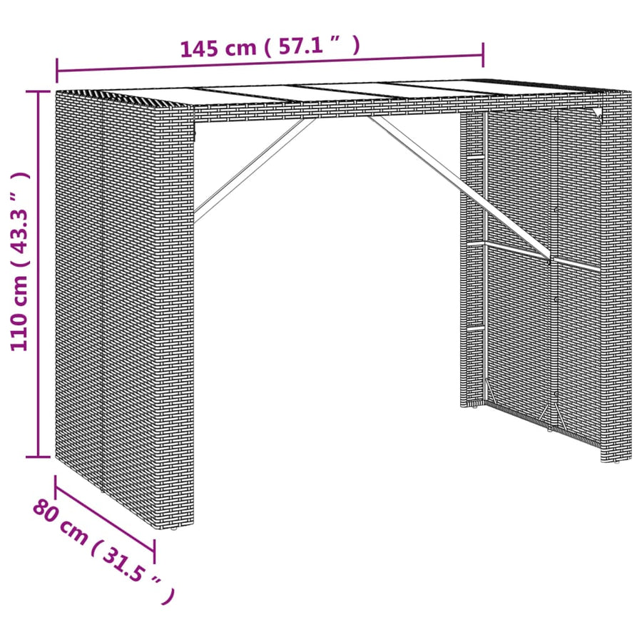 -Delige Tuinbarset Met Kussens Poly Rattan Zwart