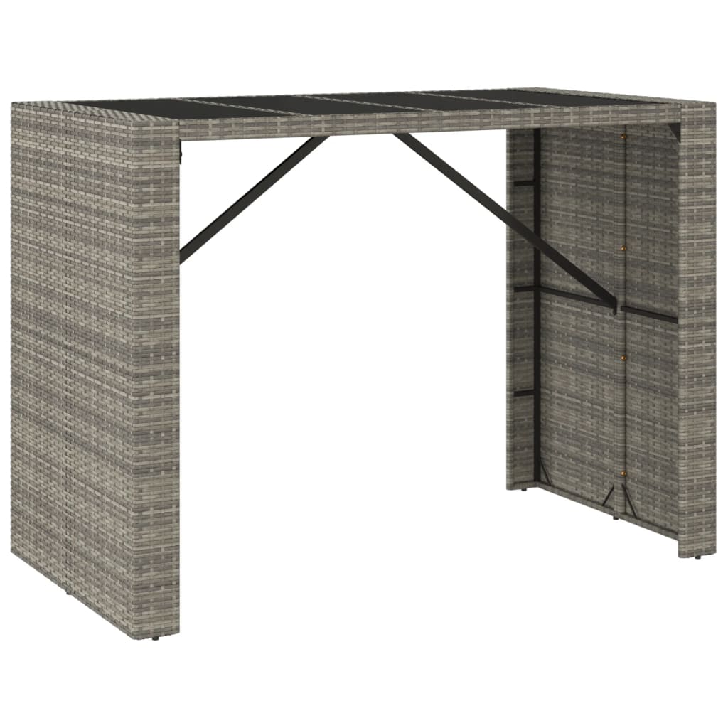 5-delige Tuinbarset met kussens poly rattan grijs