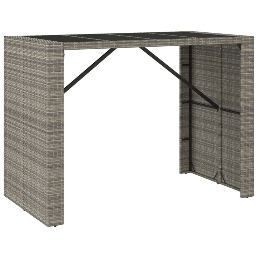 5-delige Tuinbarset met kussens poly rattan grijs