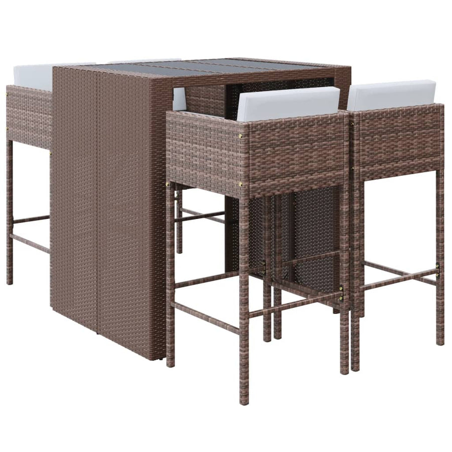 -Delige Tuinbarset Met Kussens Poly Rattan Bruin