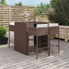 -Delige Tuinbarset Met Kussens Poly Rattan Bruin