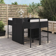 Tuinbarset 5-delig poly rattan zwart
