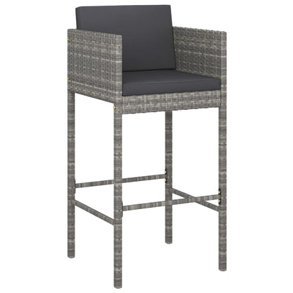 Tuinbarset Met Kussens Poly Rattan Grijs