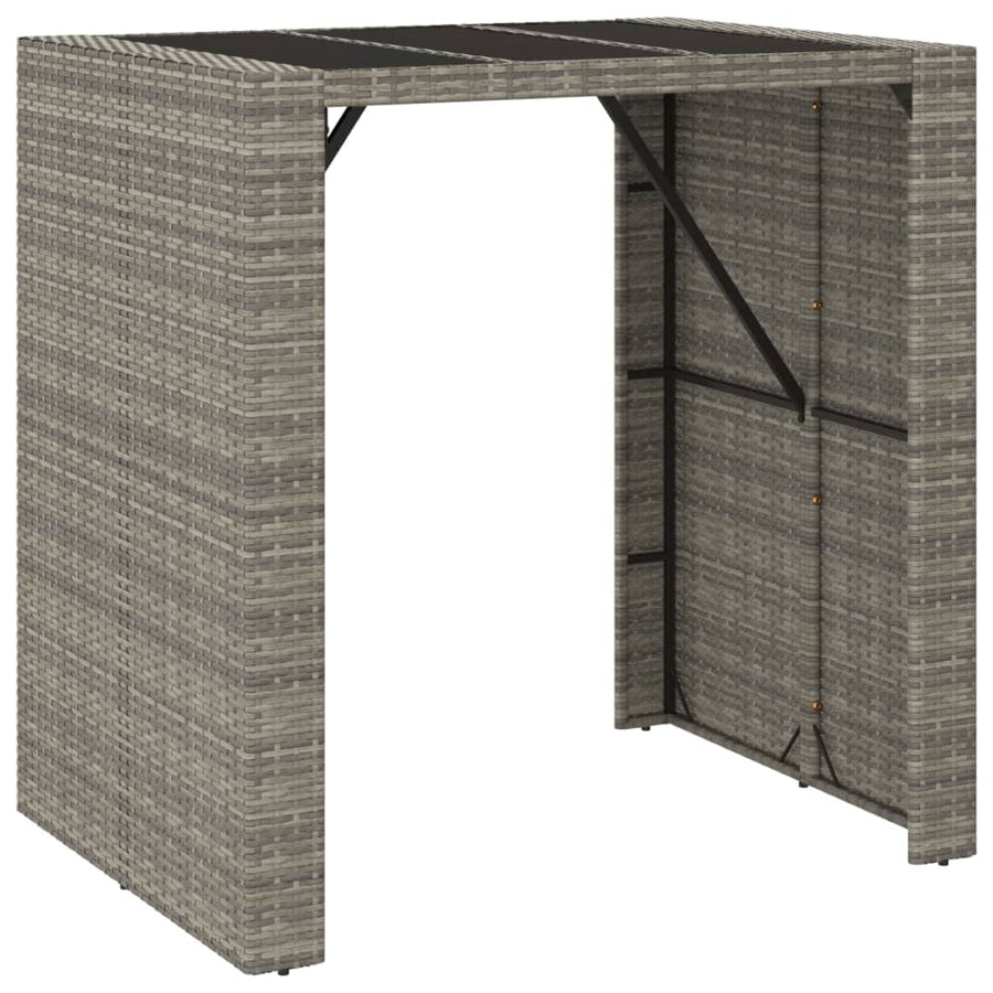 Tuinbarset Met Kussens Poly Rattan Grijs