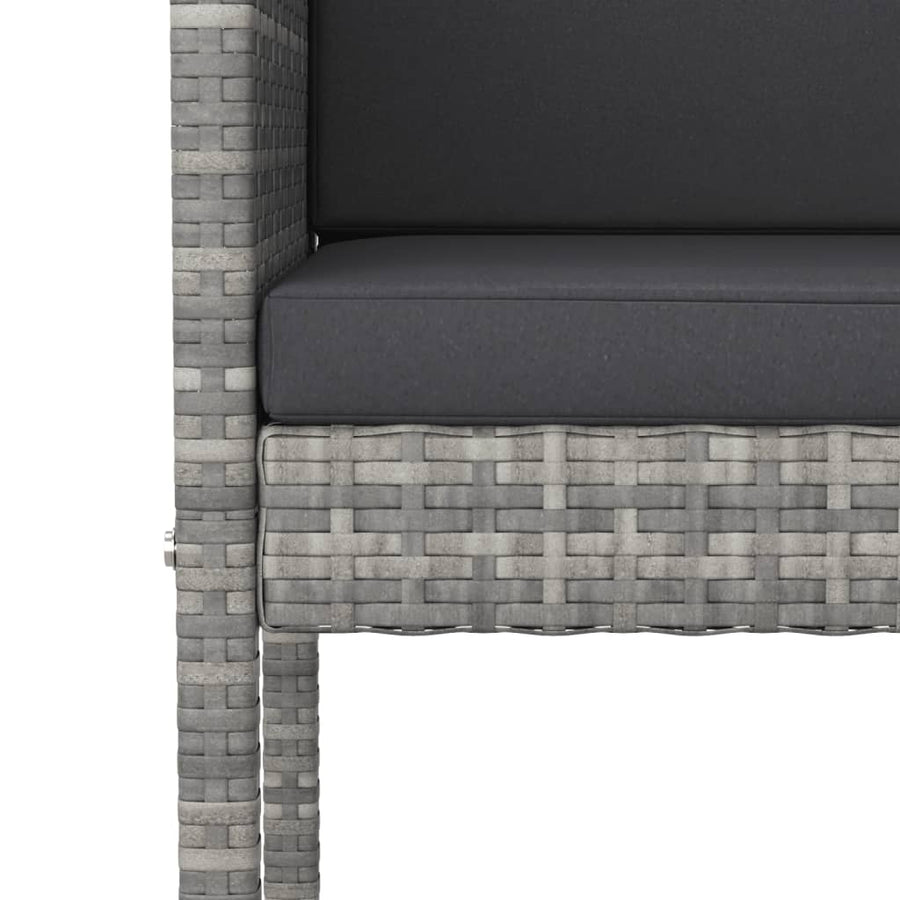 Tuinbarset Met Kussens Poly Rattan Grijs