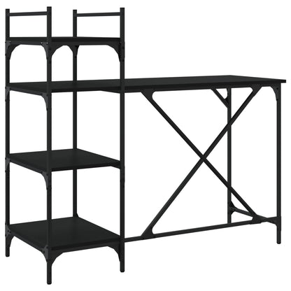 Computerbureau Met Schappen 120X47X109 Cm Zwart