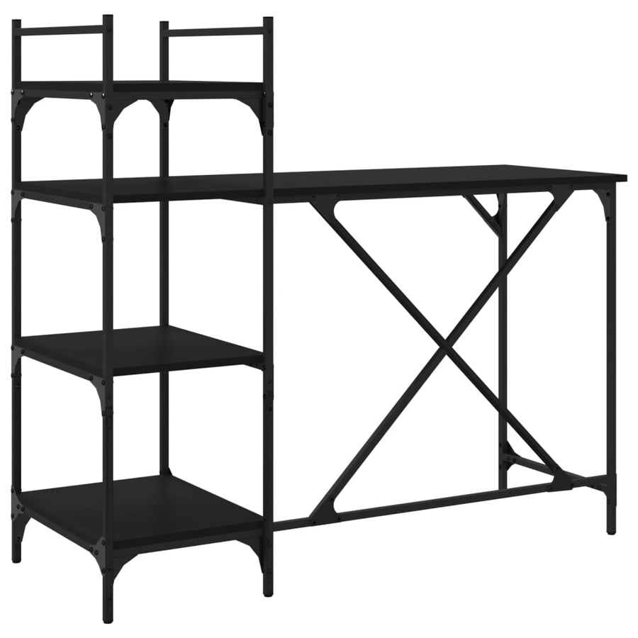 Computerbureau Met Schappen 120X47X109 Cm Zwart