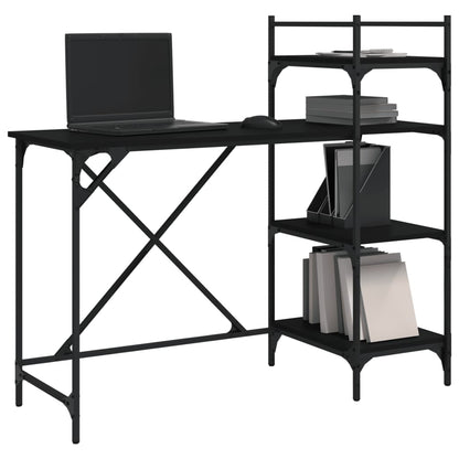 Computerbureau Met Schappen 120X47X109 Cm Zwart