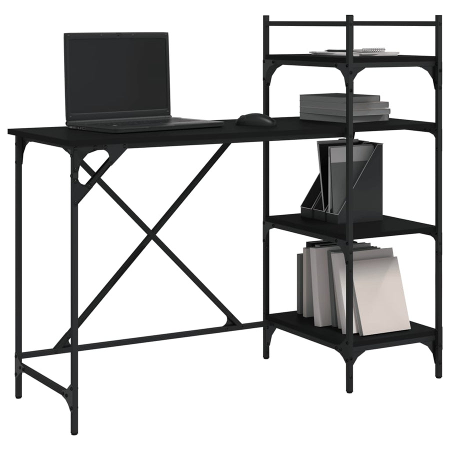 Computerbureau Met Schappen 120X47X109 Cm Zwart