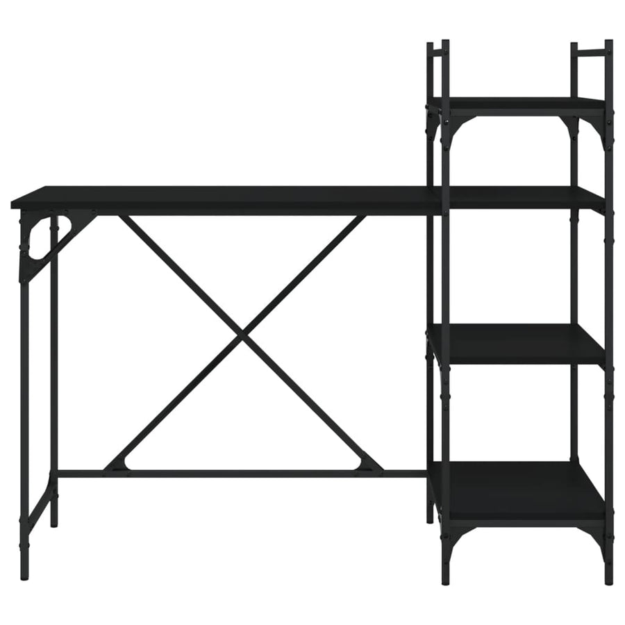 Computerbureau Met Schappen 120X47X109 Cm Zwart