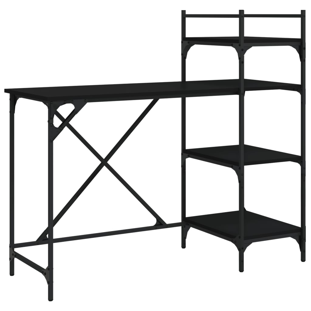 Computerbureau Met Schappen 120X47X109 Cm Zwart