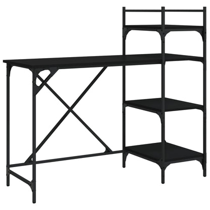 Computerbureau Met Schappen 120X47X109 Cm Zwart