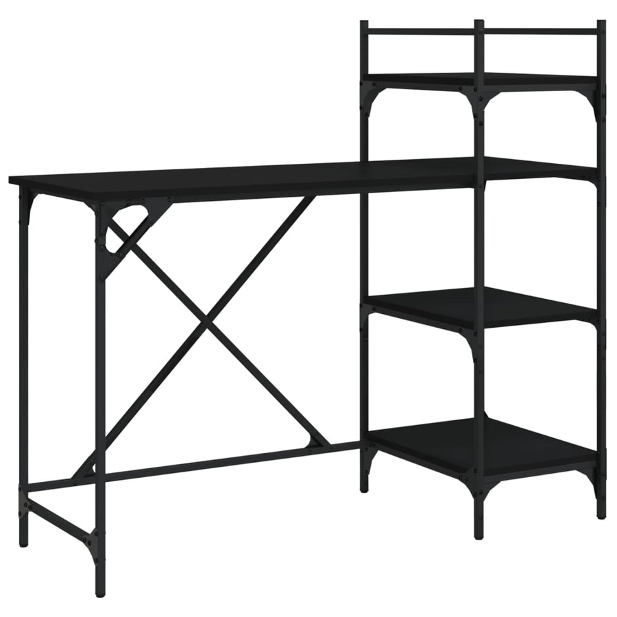 Computerbureau Met Schappen 120X47X109 Cm Zwart