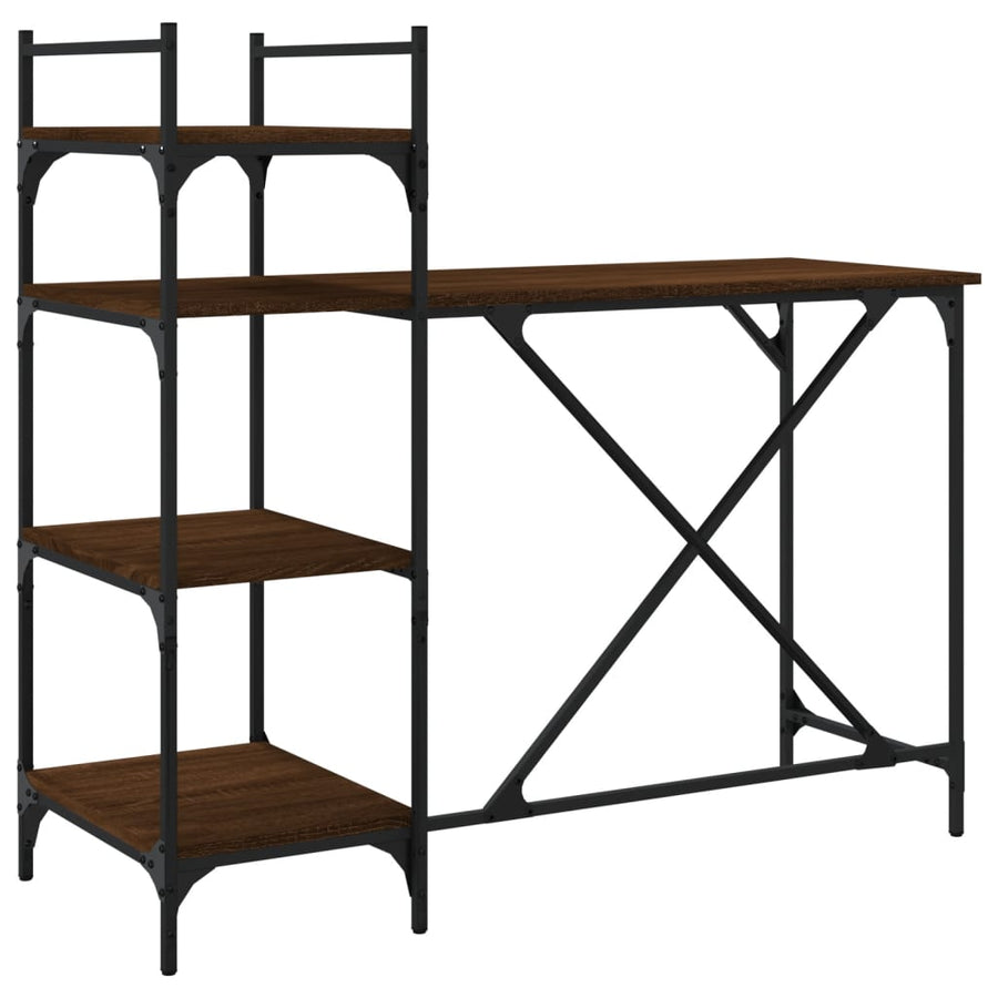 Computerbureau Met Schappen 120X47X109 Cm bruin eikenkleur