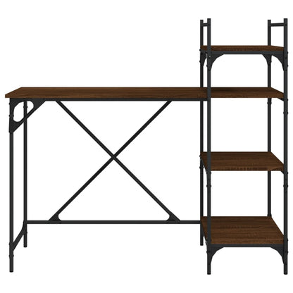 Computerbureau Met Schappen 120X47X109 Cm bruin eikenkleur