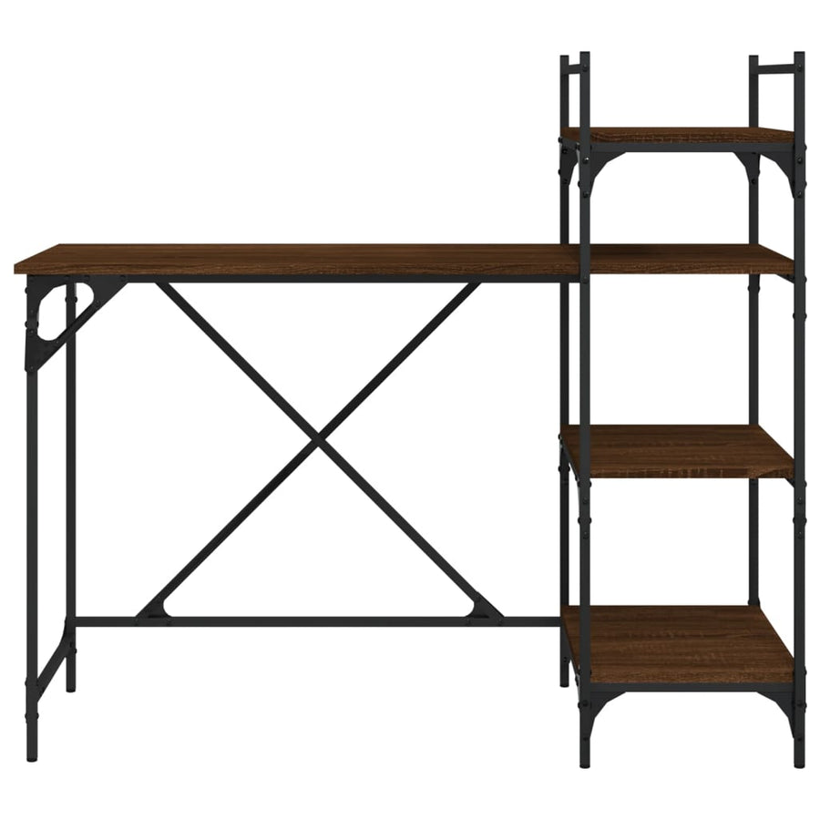 Computerbureau Met Schappen 120X47X109 Cm bruin eikenkleur