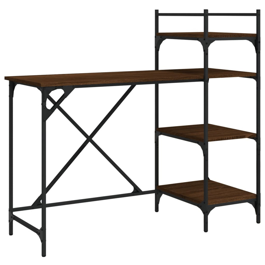 Computerbureau Met Schappen 120X47X109 Cm bruin eikenkleur
