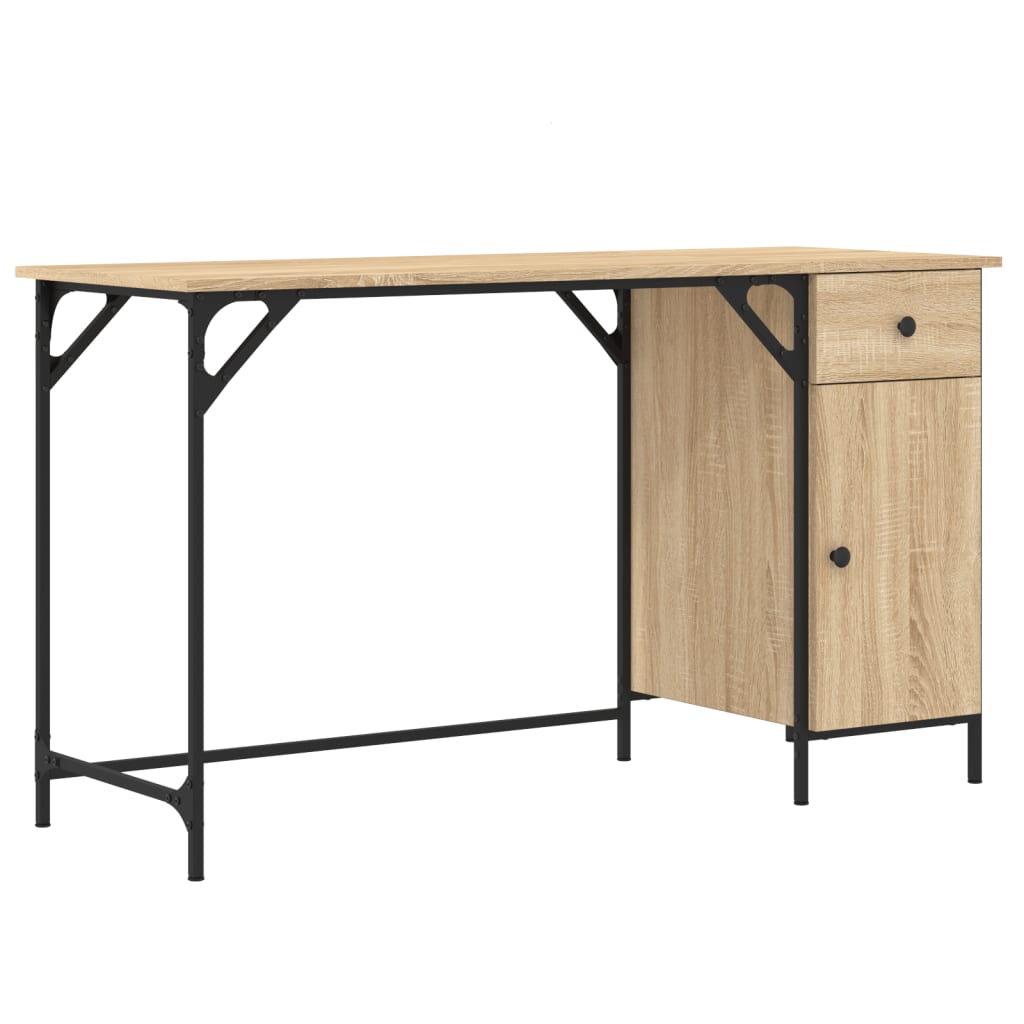 Bureau 131X48X75 Cm Bewerkt Hout Kleurig Sonoma eiken