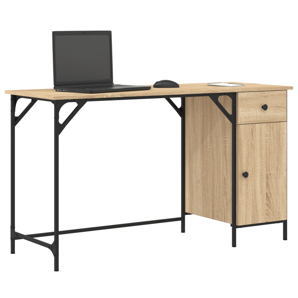 Bureau 131X48X75 Cm Bewerkt Hout Kleurig Sonoma eiken