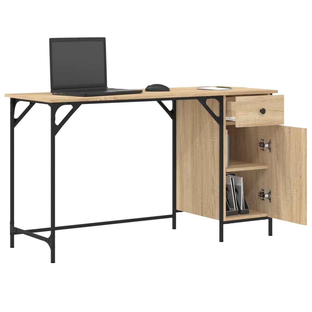 Bureau 131X48X75 Cm Bewerkt Hout Kleurig Sonoma eiken