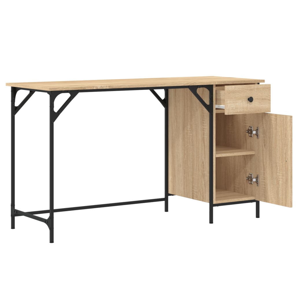 Bureau 131X48X75 Cm Bewerkt Hout Kleurig Sonoma eiken