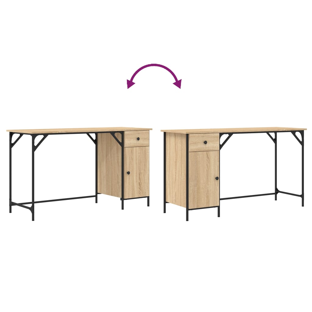 Bureau 131X48X75 Cm Bewerkt Hout Kleurig Sonoma eiken