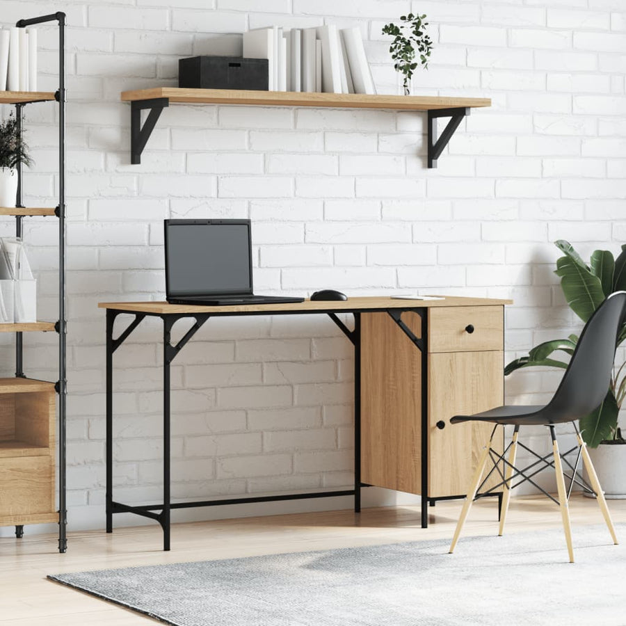 Bureau 131X48X75 Cm Bewerkt Hout Kleurig Sonoma eiken