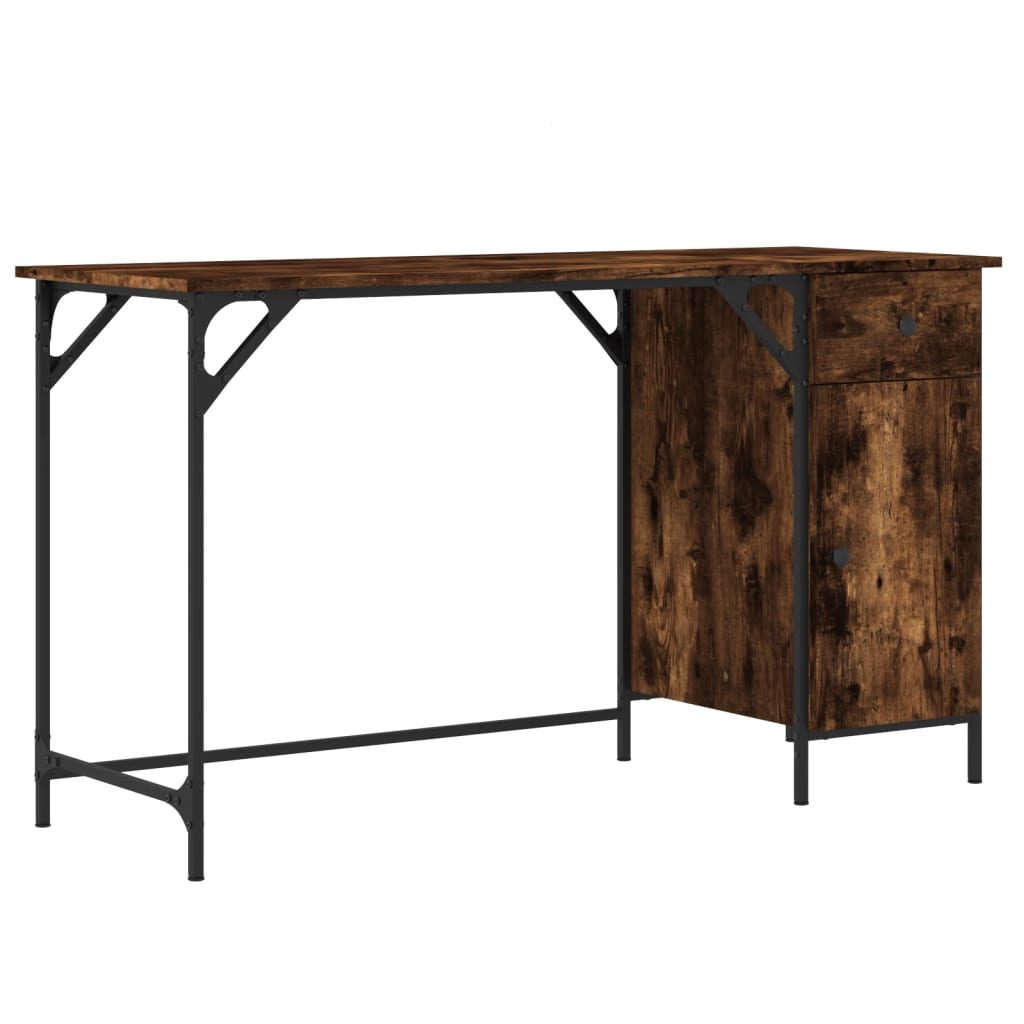 Bureau 131X48X75 Cm Bewerkt Hout Gerookt Eikenkleurig