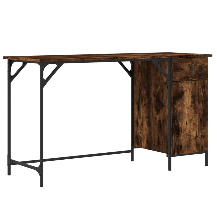 Bureau 131X48X75 Cm Bewerkt Hout Gerookt Eikenkleurig