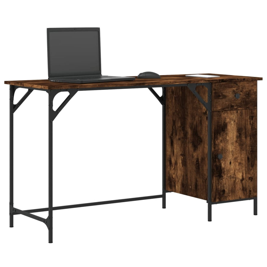 Bureau 131X48X75 Cm Bewerkt Hout Gerookt Eikenkleurig