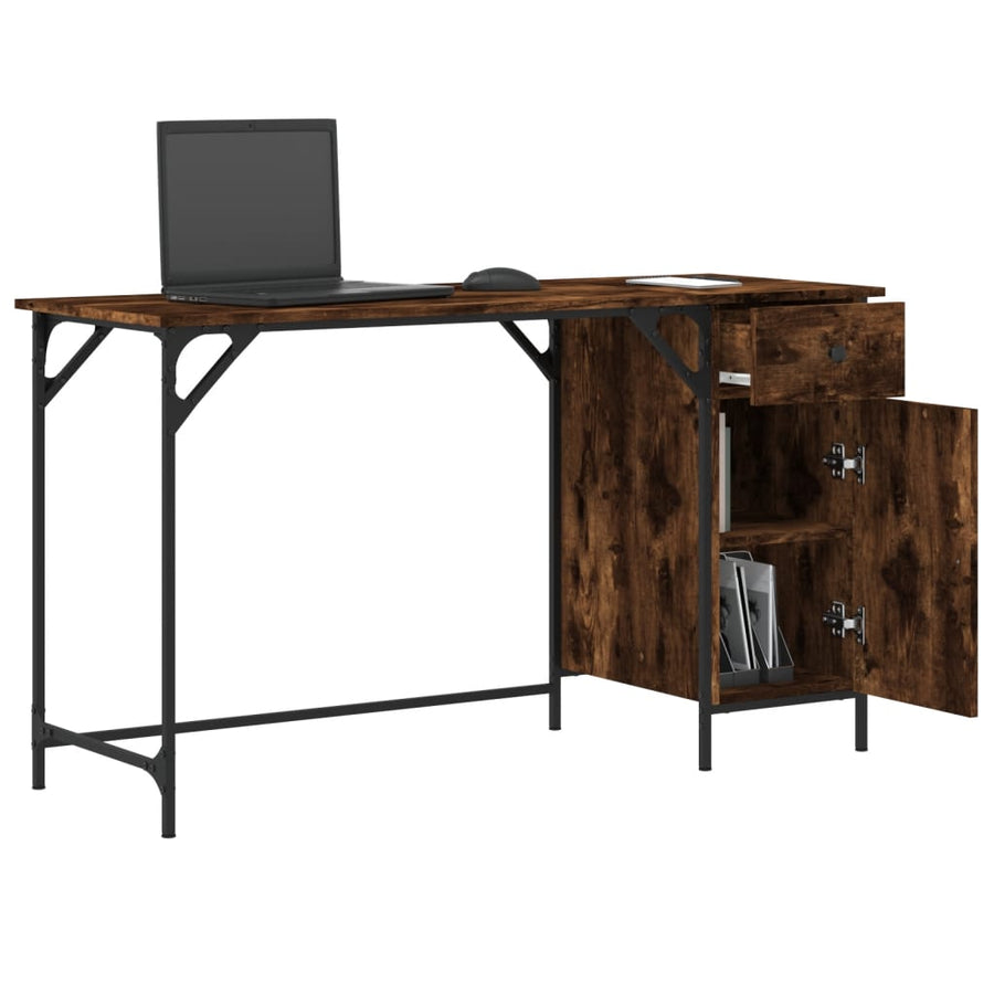 Bureau 131X48X75 Cm Bewerkt Hout Gerookt Eikenkleurig