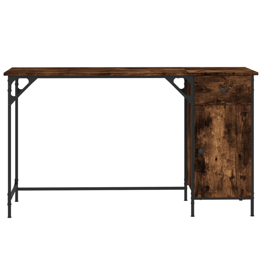 Bureau 131X48X75 Cm Bewerkt Hout Gerookt Eikenkleurig