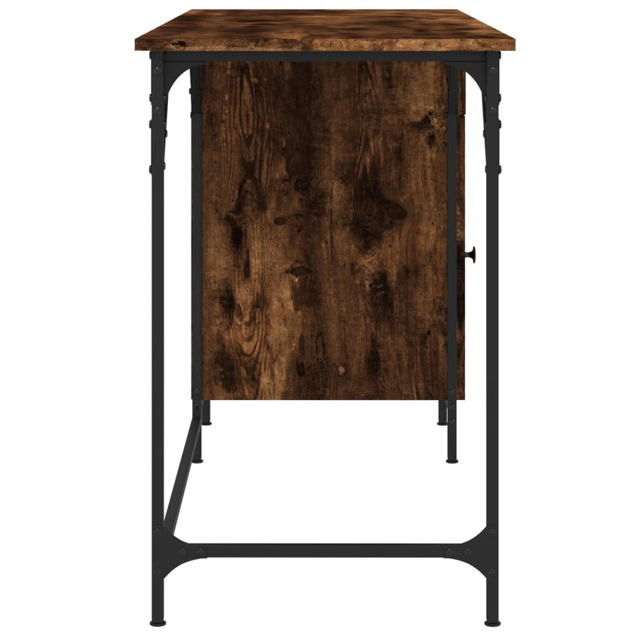 Bureau 131X48X75 Cm Bewerkt Hout Gerookt Eikenkleurig