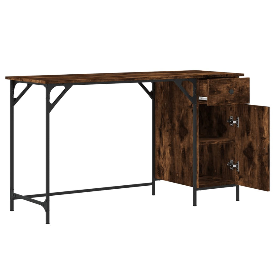 Bureau 131X48X75 Cm Bewerkt Hout Gerookt Eikenkleurig