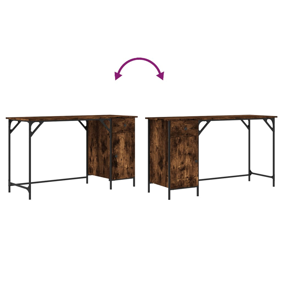 Bureau 131X48X75 Cm Bewerkt Hout Gerookt Eikenkleurig