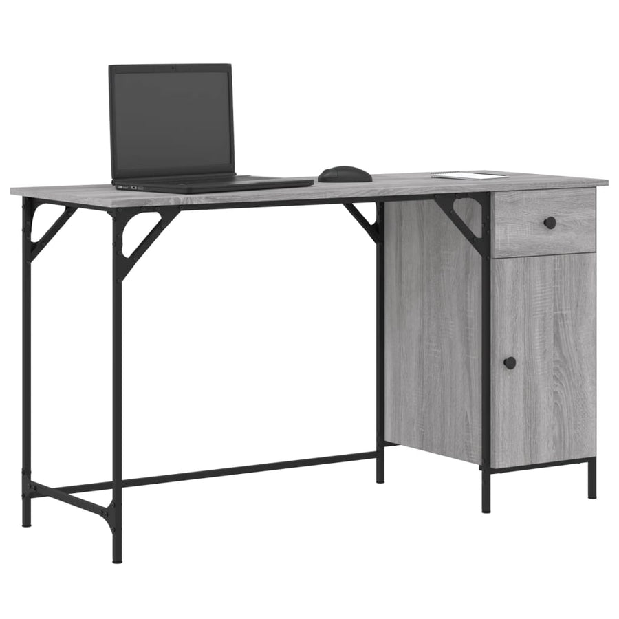 Bureau 131X48X75 Cm Bewerkt Hout Eikenkleurig Grijs sonoma