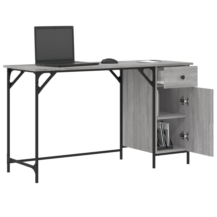 Bureau 131X48X75 Cm Bewerkt Hout Eikenkleurig Grijs sonoma