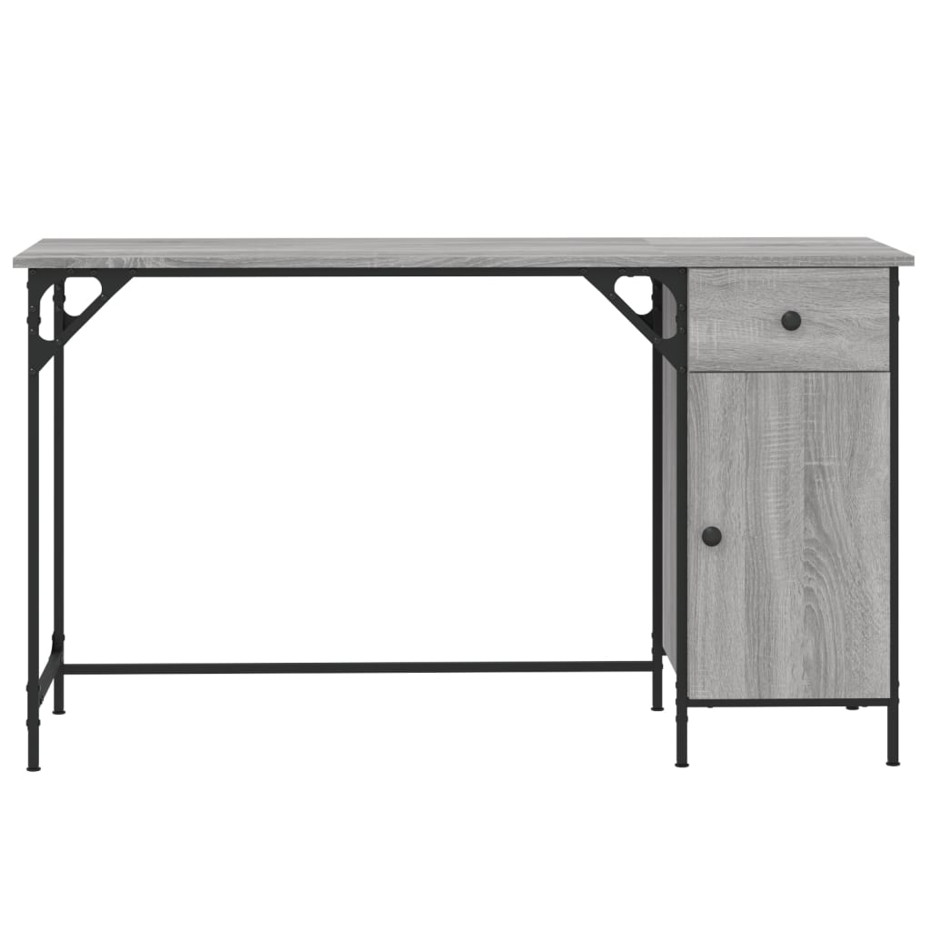 Bureau 131X48X75 Cm Bewerkt Hout Eikenkleurig Grijs sonoma